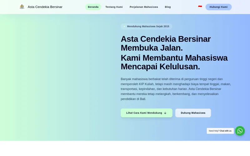 Asta Cendekia Bersinar foundation website homepage